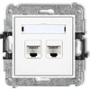 Karlik MINI Kompiuterių lizdai dviviečiai 2xRJ45, kat. 5E, 8- pin balta MGK2