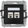 Karlik MINI Kompiuterių lizdai dviviečiai 2xRJ45, kat. 5E, 8-pin juoda kilimėlis 12MGK2