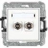 Karlik MINI F tipo dvigubas antenos lizdas (SAT) paauksuotas baltas MGF-2.1