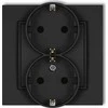 Karlik Mini 12MGP-2s dvigubas lizdas su įžeminimu SCHUKO 2x2P+Z be srovės kelio sklendių, matinė juoda
