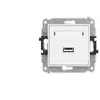Karlik Elektrotechnik 25MCUSB-3 MINI vieno USB įkroviklio mechanizmas, 5 V, 2 A, baltas matinis 25MCUSB-3