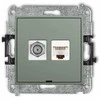 Karlik Elektrotechnik 61MGFKBO-1 MINI Antenos lizdo mechanizmas, vienas F tipo (SAT) + kompiuterio lizdai 1xRJ45, kat. 5e, 8 kontaktų, be aprašymo, sage 61MGFKBO-1