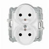 Karlik Elektrotechnik 25MGPR-2zp MINI Dvigubo lizdo mechanizmas rėmui su įžeminimu 2x(2P+Z) (srovės kelio sklendės) balta matinė 25MGPR-2zp