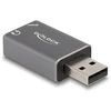 „DeLOCK“ išorinė USB garso plokštė su USB-A tipo kištuku į 2 x 3,5 mm stereo lizdą. „Plug & Play“ garso adapteris asmeniniams kompiuteriams, nešiojamiesiems kompiuteriams ir „Mac“, USB 2.0 A tipo, 3,5 mm 3 kontaktų, pilka.