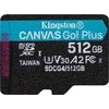 „Kingston Technology“ 512 GB „Micro SDXC Canvas Go Plus Gen4 200R A2 U3“ atminties kortelė be ADP