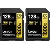 Atminties kortelė LEXAR PRO 1800X SDXC U3 (V60) UHS-II R280/W205 128GB – 2 vnt. pakuotėje