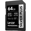 Atminties kortelė Lexar SDXC Professional Sidabrinis Plus UHS-I/U3/A2/4K R205/W100 (V30) 64GB