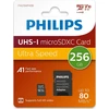 „Philips Ultra Speed Micro SDXC“ 256 GB, 10 klasės UHS-I/U1 A1 V10 (FM25MP45B/00) kortelė