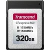Transcend CFExpress 320GB kortelė su greičio rodikliais