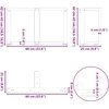 Kavos staliuko kojelės, T formos, 2 vnt., antracito spalvos, 60x25x(42-43) cm, plienas