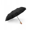 Oem Automatic foldable umbrella with wood handle 10-ribs XXL 115 cm juodas