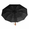 OEM automatinis sulankstomas skėtis su medine rankena, 10 briaunų, XXL, 115 cm, juodas