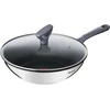 TEFAL Wok keptuvė | G7309955 Daily Cook | Wok | Skersmuo 28 cm | Tinka indukcinei kaitlentei | Dangtis pridedamas | Fiksuota rankena | Pilkas