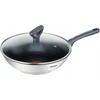TEFAL Wok keptuvė | G7309955 Daily Cook | Wok | Skersmuo 28 cm | Tinka indukcinei kaitlentei | Dangtis pridedamas | Fiksuota rankena | Pilkas