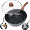 Aliumininė keptuvė su granitine danga ir stiklo dangčiu Vilde Juodas&amp;Wood 28 cm, 3,5 l