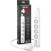 OEM maitinimo lizdas 4 lizdai + 3 x USB A 3×1.5mm² H05VV-F 16A/250V~M02414 3 m baltas