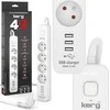 OEM maitinimo lizdas 4 lizdai + 3 x USB A 3×1.5mm² H05VV-F 16A/250V~M02414 3 m baltas