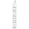 Oem Maitinimo juostelė 4 lizdai + 3 x USB A 3×1,5 mm² H05VV-F 16A/250V~M02414 3 m baltas