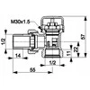 KFA 7AF37 termostatinis radiatoriaus vožtuvas, kampinis 752-140-07