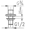 KFA Tiesi jungtis stovintiems dviejų angų čiaupams 1/2 "x 3/4" chromas (824-002-00)