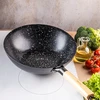 King Hoff Keptuvė Wok keptuvė 30 cm, anglinio plieno, marmurinė nelimpanti danga, medinė rankena, kinghoff, kh-1983