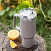 Puodelis Termospuodelis su šiaudeliu, pilkas, 1100 ml, nerūdijančio plieno, Klausberg, kb-7943