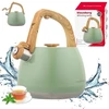 Virdulys ze stali nierdzewnej su gwizdkiem, Pistacja su drewnianym laikikliu, talpa 2,5L, Klausberg, KB-9039