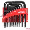 HEX ir TORX imbus raktų rinkinys CRV, juodas, 22 vnt., AMIO-04297