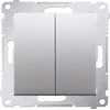 Kontakt-Simon Dvivietis laiptų sujungimas su LED pašvietimu 10AX 250V sraigtiniai terminalai sidabro metalizuotas kilimėlis (DW6 / 2L.01 / 43)
