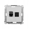 Kontakt Simon T62.01/143 Simon 55 Dviguba kompiuterio jungtis RJ45 6 kategorija, su apsauga nuo dulkių (modulis) Matinio aliuminio T62.01/143