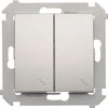Kontakt-Simon Dvivietis laiptų sujungimas su LED pašvietimu 10AX 250V sraigtiniai terminalai sidabro metalizuotas kilimėlis (DW6 / 2L.01 / 43)