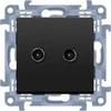 Kontakt-Simon Lizdas antenowe Simon 10 CASF2.01/49 typu "F" podwójne moduł juoda mat
