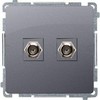 Kontakt-Simon Simon Basic antenos lizdas F tipo dvigubas sidabrinis matinis (BMAF2.01/43)