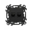 Kontakt-Simon Lizdas komputerowe podwójne RJ45 Simon 24 kategoria 5e (moduł) IP20/IP44 juoda mat (N52.01/49)