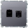 Kontakt-Simon Simon Basic kompiuterio lizdas dvivietis RJ45 6 kat. su sidabro matrica (BM62.01 / 43)