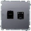 Kontakt-Simon Simon Basic kompiuterio lizdas dvivietis RJ45 6 kat. su sidabro matrica (BM62.01 / 43)