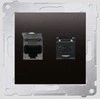 Kontakt-Simon SIMON54 kompiuterio lizdas, dvivietis 2xRJ45 cat.6 su antracito diafragma - D62.01 / 48