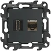 Kontakt-Simon Simon 24 Lizdas HDMI 2.1 + komputerowe RJ45 kat.6. grafito mat NGH21RJ45.01/38