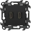Kontakt-Simon Simon 24 Dvigubas HDMI 2.1 lizdas juodos matinės spalvos NGHDMI221.01/49