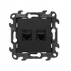 Kontakt Simon Susisiekite su Simonu Simonu 24 Lizdas kompiuterio RJ45 5e kategorijos + telefono RJ11 juodas kilimėlis N5T.01/49