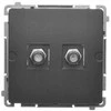 Kontakt Simon BMAF2.01/49 Simon Basic F tipo antenos lizdas, dvigubas, matinės juodos spalvos BMAF2.01/49