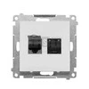 Kontakt Simon T62.01/114 Simon 55 Dvigubas kompiuterio lizdas RJ45 6 kategorija, su apsauga nuo dulkių (modulis) Šviesiai pilkas matinis T62.01/114