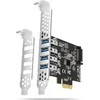 Axagon PCI-Express kortelė su keturiais išoriniais USB 3.2 Gen1 jungtys su dviguba galia. Renesas mikroschemų rinkinys. Standartinis ir žemas profilis.