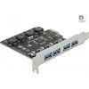 Delock PCI Express x1 Karte zu 4 x extern USB Typ-A Buchse USB 5 Gbps