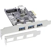 Kontroler InLine® 3+1 prievadas USB 3.0 pagrindinio kompiuterio valdiklis PCIe su SATA maitinimu ir LP laikikliu
