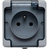 Kos Elektro System 180032 BRYZA Vienas hermetiškas lizdas su/be IP54 su dūmų sklende, pilka 180032