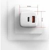 Axagon Sil sieninis įkroviklis 2x prievadas (USB-A + USB-C), PD3.0/QC4+/PPS/AFC/Apple. 30W bendra galia.