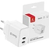„Crong Ultra Compact GaN“ sieninis įkroviklis, 2x USB-C maitinimo šaltinis, 35 W, baltos spalvos