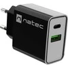 NATEC USB įkroviklis Ribera USB-A+USB-C Maitinimo tiekimas 20W juodas