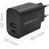 Adapteris Įkroviklis gan power pro 1xusb-c 1xusb 30w 5-20v 1.5-3a juodas Qoltec